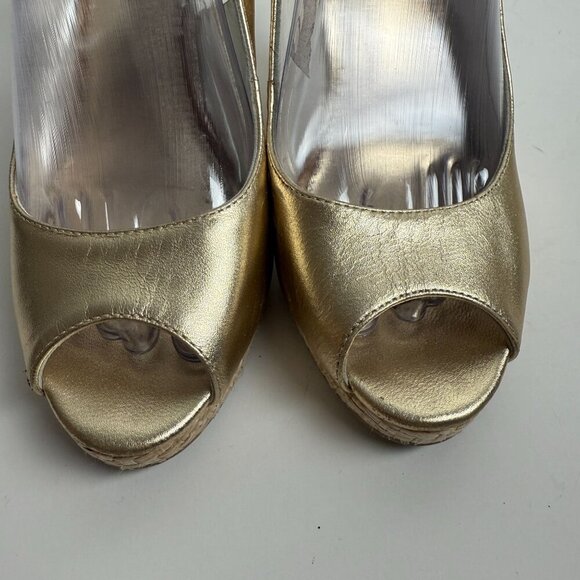 Lilly Pulitzer Wedge Kristin Slingback Gold Size 7.5 - Picture 3 of 11